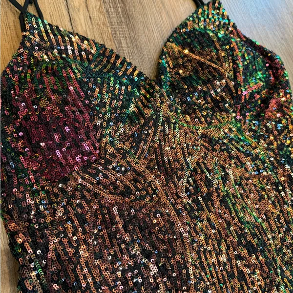 City Studio Multicolor Sequin Bodycon Mini Dress juniors size 7 - Image 3