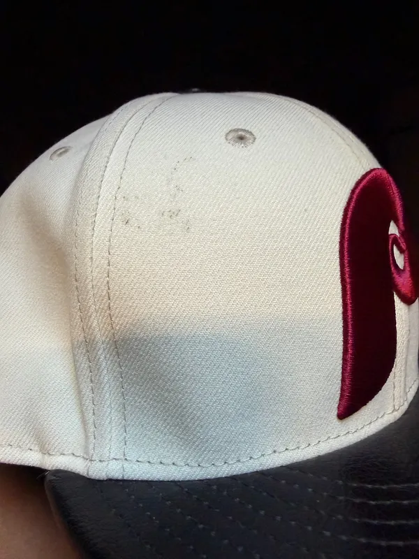 New Era Philadelphia Phillies 59Fifty Fitted Hat 7 3/8 Cream With Leather Brim (NWD) - Image 5