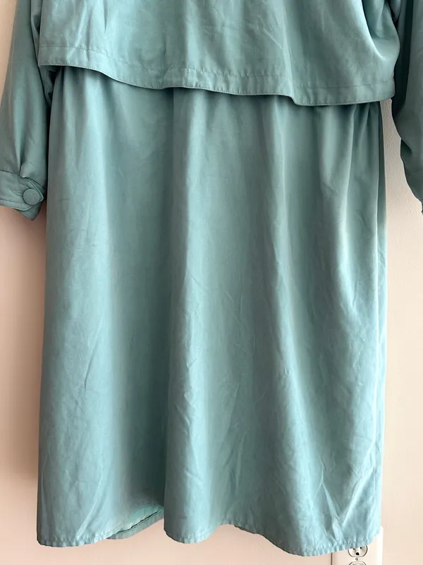 Carina Exclusive Women’s Vintage Turquoise Trench Coat, Size XL - Image 15