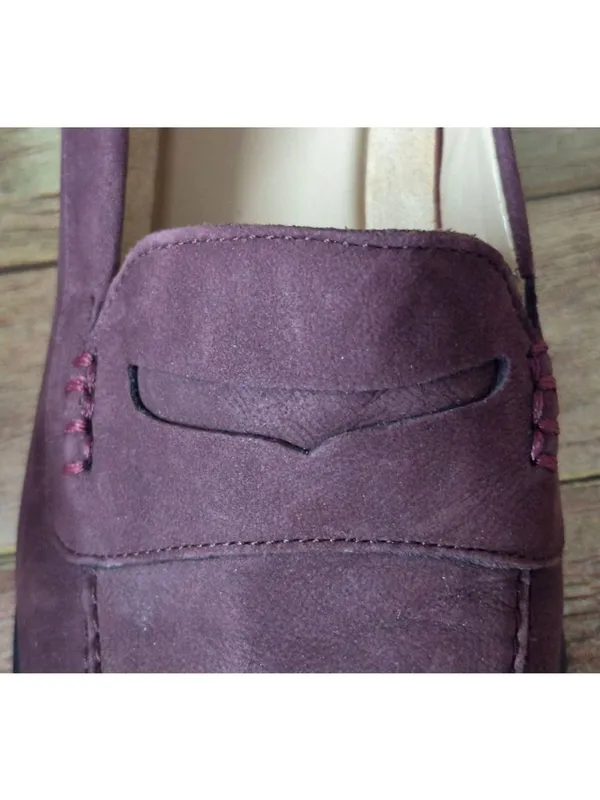 Naturalizer Dinah Burgundy Suede Leather Mid Heal Penny Loafer Pump Size 8M - Image 5