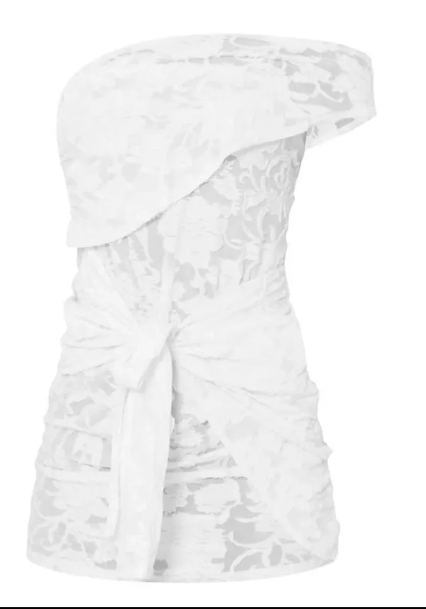 Pretty Little Thing White Floral Burnout Bodycon Dress - Image 3