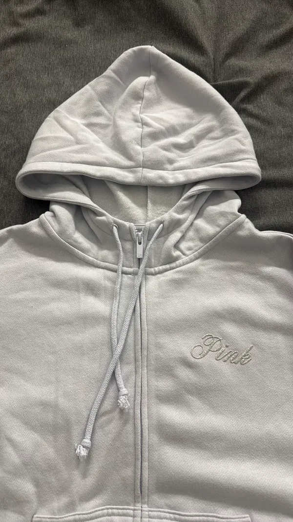 PINK Zip-Up Victoria's Secret Hoodie Light Blue - Image 3
