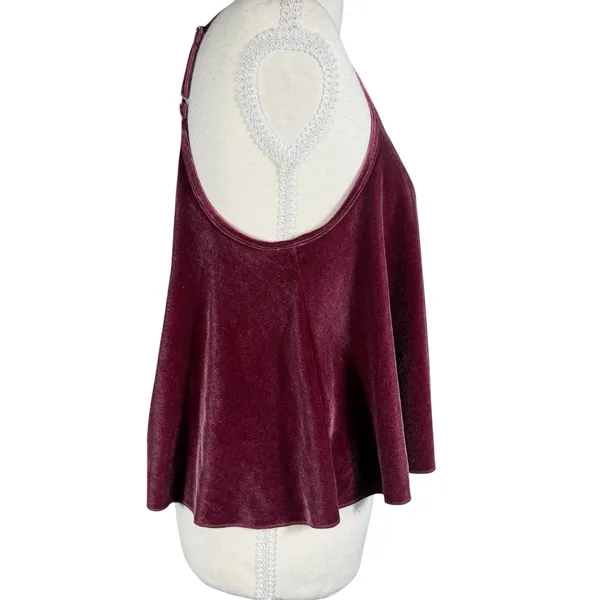 PINK Victoria's Secret Velvet Cami Womens M Burgundy Swing Spaghetti Strap Dog - Image 9