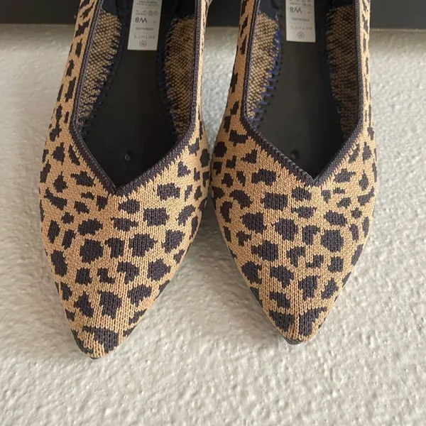 Rothy's The Point Leopard Flats Slip On Shoes Women's Size 8 Animal‎ Print - Image 5