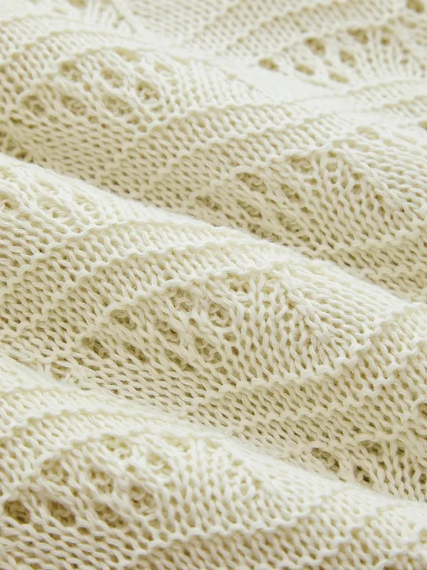 Commense Crochet Knit Crop Top Midi Skirt Set White Black Small NWT - Image 7