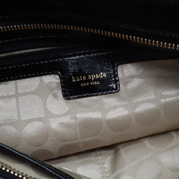 Kate Spade Handbag Womens Large Patent Leather Black Cutout Handle Excellent - Image 8