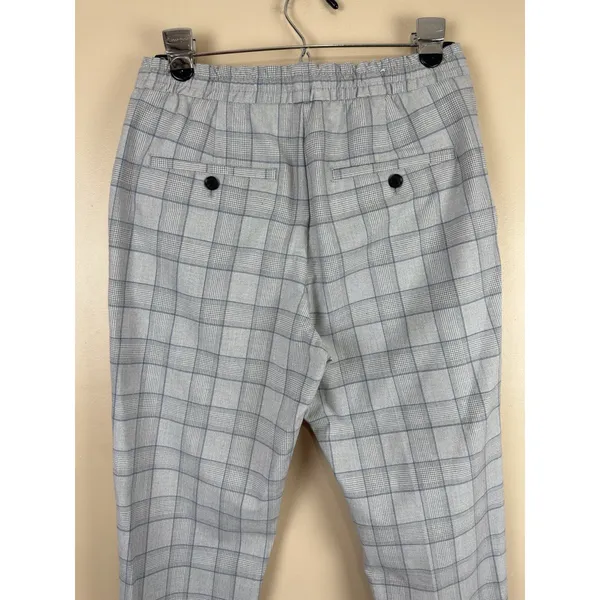 Zara Pants Womens Size S Plaid Tapered Elastic Waist Pull On Trousers Checkered - Image 6