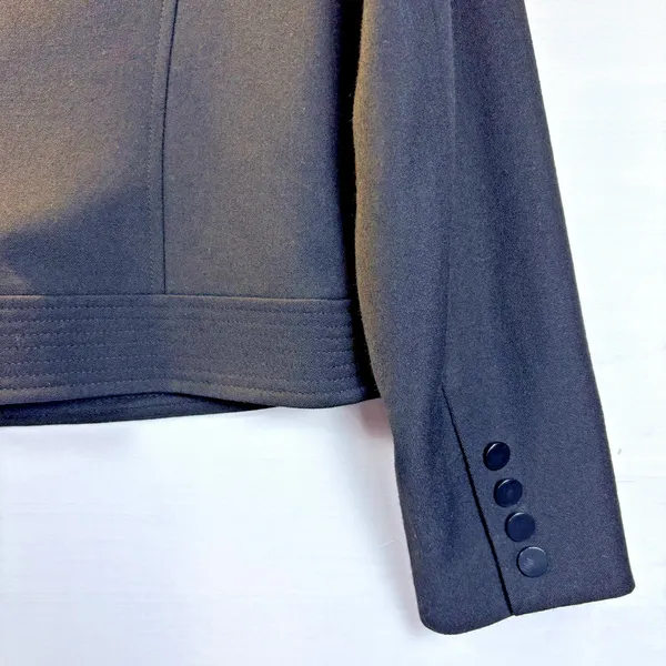 Talbots Womens Black Military Style Blazer Stand Collar Button‎ Front Jacket 6 - Image 3