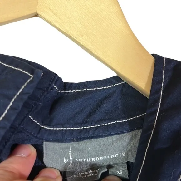 Anthropologie Rialto Navy Blue Tie Sleeve‎ Shirt - Image 8