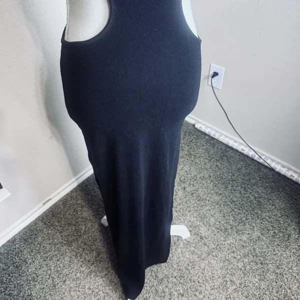 Lovers and Friends Olivia Maxi Dress Black Stretchy Bodycon Cut Out Waist Sz S - Image 5