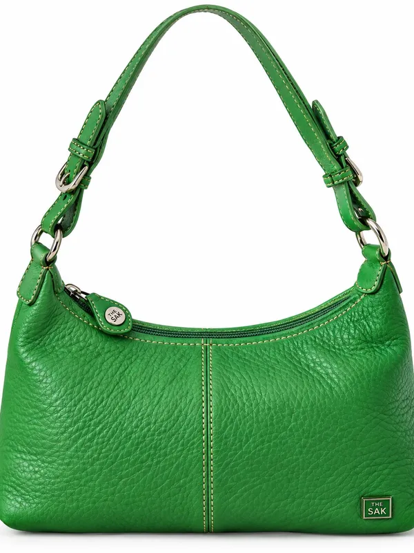 The Sak Green Pebbled Leather Shoulder Bag Hobo Purse Adjustable Strap - Image 2