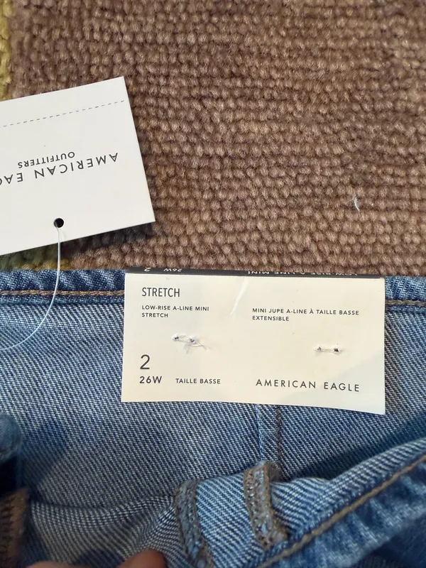 NWT American Eagle Outfitters Low Rise A Line Mini Denim Jean Skirt Size 2 / 26 - Image 2