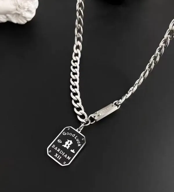 Titanium Steel Good Luck Pendant Necklace for Men Women,Punk Hip Hop Necklace - Image 3