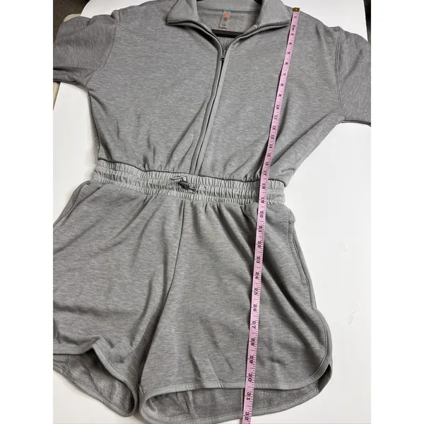 Mono B Half-Zip Long Sleeve Romper Grey Small Tencel Sporty - Image 8