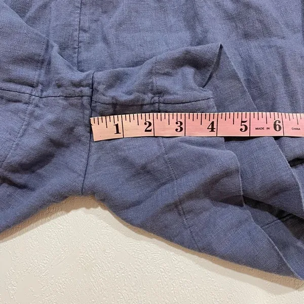 Abercrombie & Fitch Blue Linen Blend Belted Shorts Size M High Rise - Image 7