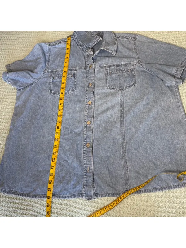 Venezia Jeans Denim Button Down Shirt Women 18 20 Top Blouse 90s Western Cowgirl - Image 7