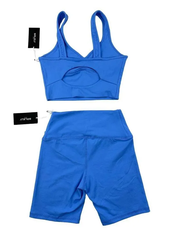 Solely Fit - Energy Contour Tank & Strong Cut Biker Shorts in Blue - Image 4