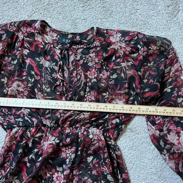 O.P.T. Floral Print Sheer Long‎ Sleeve Maxi Dress Women's Size M Layering Piece - Image 3