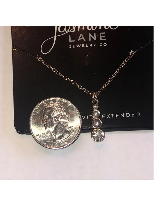 Jasmine Lane Gold Tone CZ Rhinestone Drop Necklace with Extender - Image 4