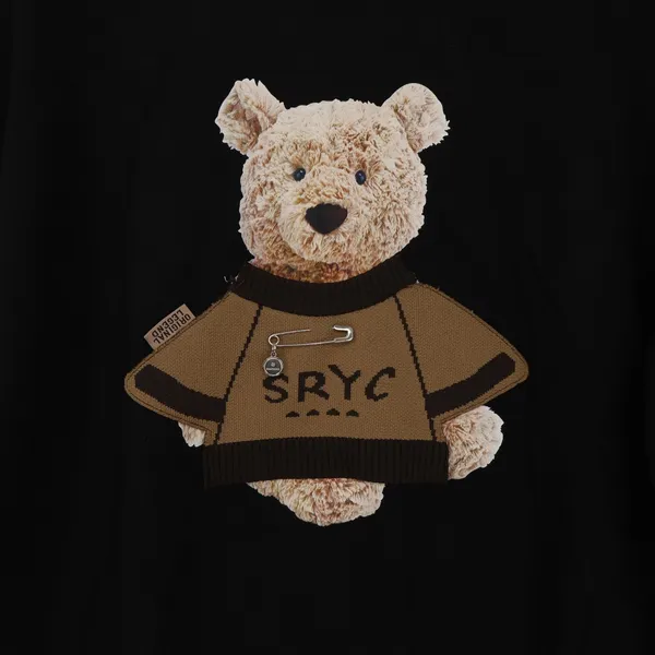 VVS Fashion Top Womens XL SRYC Teddy Bear Graphic Black Long Sleeve Excellent - Image 2
