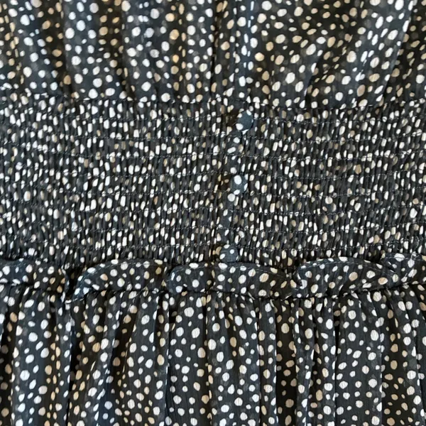 Zara Womens Green Cream Polka Dot Smocked‎ V-Neck Mini Dress L - Image 8