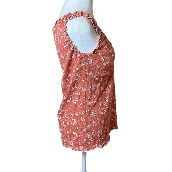 Vintage Y2K Babydoll Top‎ Younique Large Terracotta Embroidered Feminine Floral - Image 3