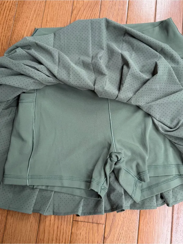 OFFLINE by Aerie Olive Green Pleated Tennis Skort Perforated High Waist Small S - Image 3