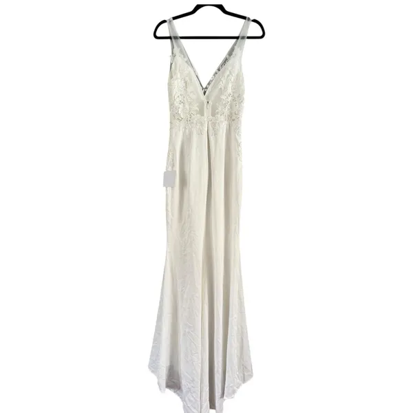 NWT Lulus Precious Promise White Satin Embroidered Lace Mermaid Maxi Dress Sz XS - Image 6