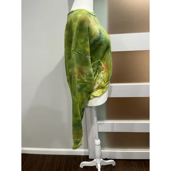 Aviator Nation Green Tie Dye Smiley Face Sweatshirt XS Made in USA Pullover - Image 6