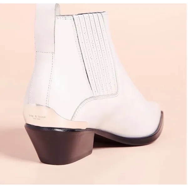 Rag & Bone Westin Boot Women 37.5 White Leather‎ Pointed Toe Western Minimalist - Image 12