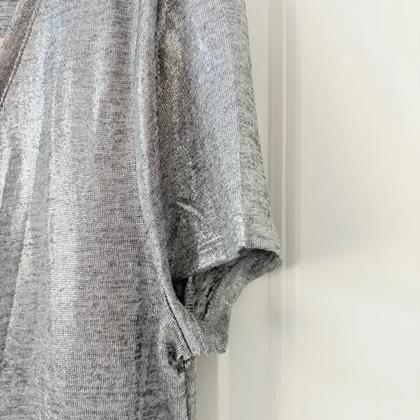 WHBM Silver V-Neck Women's Top Small - Image 2