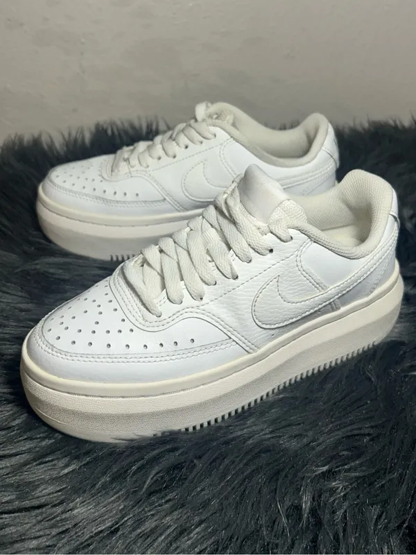 Nike Court Vision Alta White Leather Platform Sneakers Size 5 - Image 5