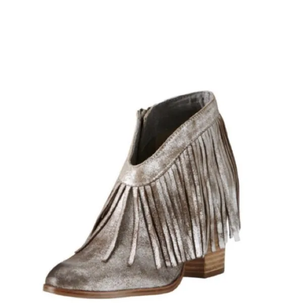 Ariat Unbridled Layla Fringe Ankle Boot in Metallic Taupe Brown size 7 - Image 3
