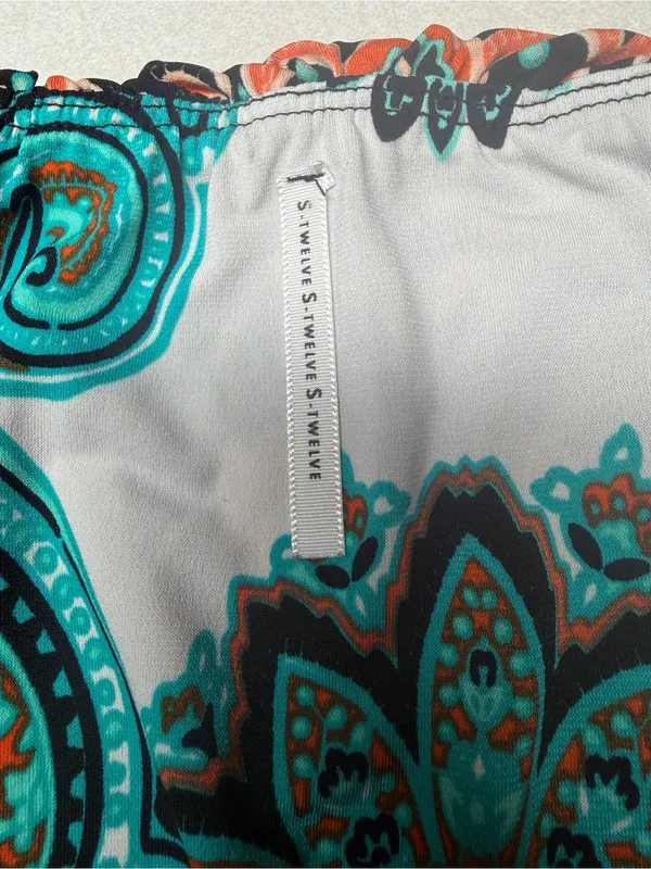 S-Twelve Black Maxi Dress with Teal & Coral Paisley - Image 6