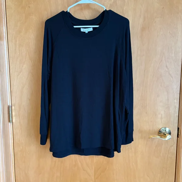 LAKE Pajamas‎ Womens XL Black Modal Raglan Long Sleeve Crewneck Sleep Top - Image 3