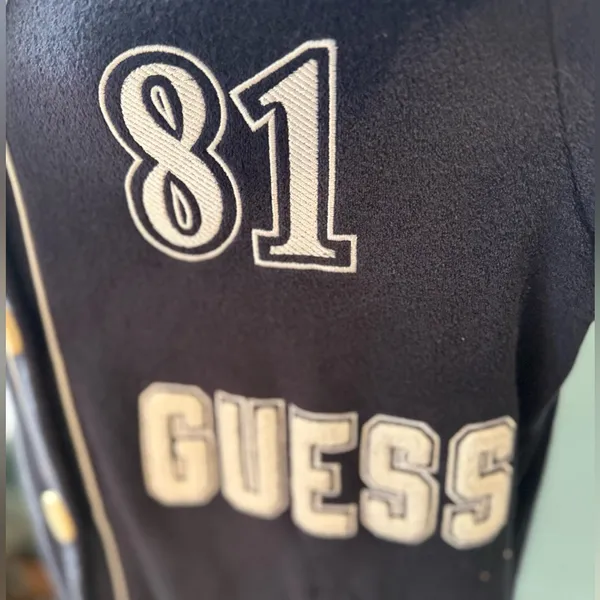GUESS Blue Varsity Letter Cardigan Sweater - Image 3