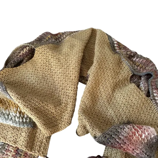 Handmade Crochet Poncho Shawl Wrap Multicolor Tassel Open Sleeve Boho‎ OS - Image 5