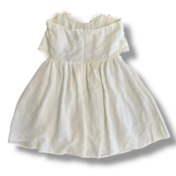 DO+BE White Strapless Sweetheart Mini‎ Dress Medium NWT Tie Front Scallop Trim - Image 4