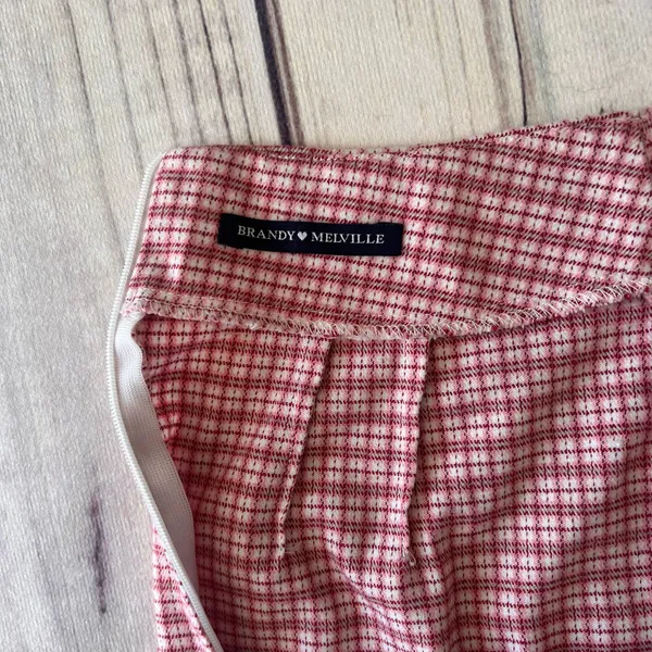 Brandy Melville Pink Plaid Mini Skirt - Image 6