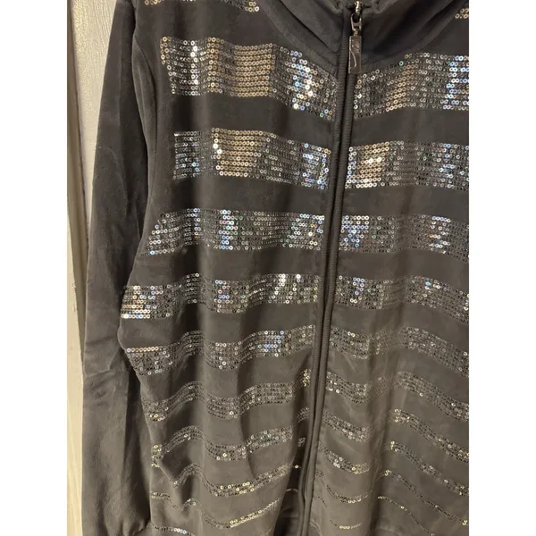 Midnight Velvet Women's Size 2X Gray Silver Embellishes Zip Up 2 pc‎ Track Suit - Image 4