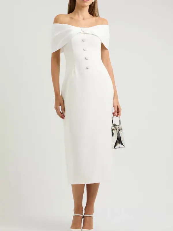 ODD MUSE The Ultimate Muse Bow Midi Dress In White, S - Image 4