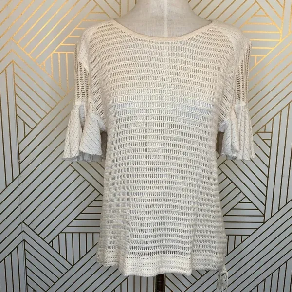 Free People Babes Only Open Weave Knit Top Ivory‎ - Image 2