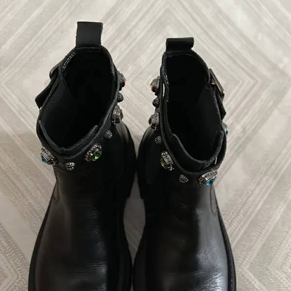 Kurt Geiger Sawyer Womens Black Embellished Leather Slip On Chelsea Boots Siz 37 - Image 7