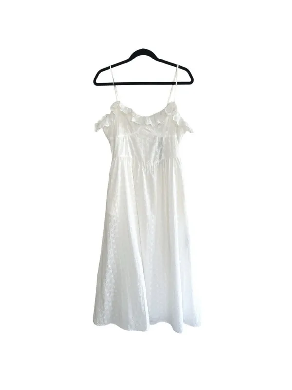 White lulus lace eyelet Spaghetti-Strap Midi Dress - Image 5