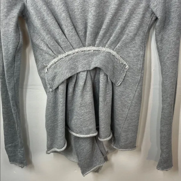 We the Free Free People Ebb and Flow Zip Up Ruffle Sweatshirt size XS Gray - Image 11