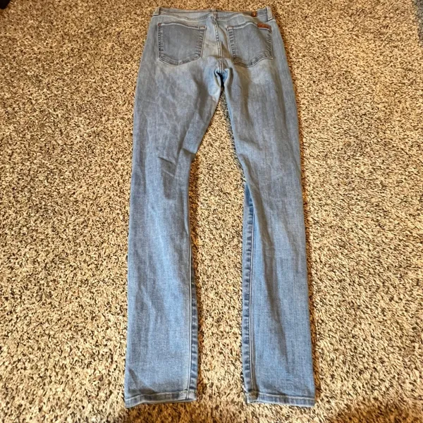 7 For All Mankind High Waist Skinny Distressed Jeans Light Wash‎ Blue Size 28 - Image 7