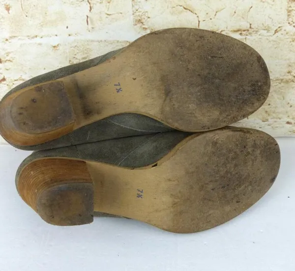 Madewell 1937 Sandstorm Suede Leather Lace-up Ankle Booties 7.5 Tan Block Heel - Image 10