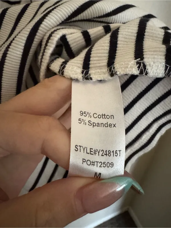 Tuckernuck Stripe Anthos Cotton Tank Top Sz M Ribbed Black White - Image 5