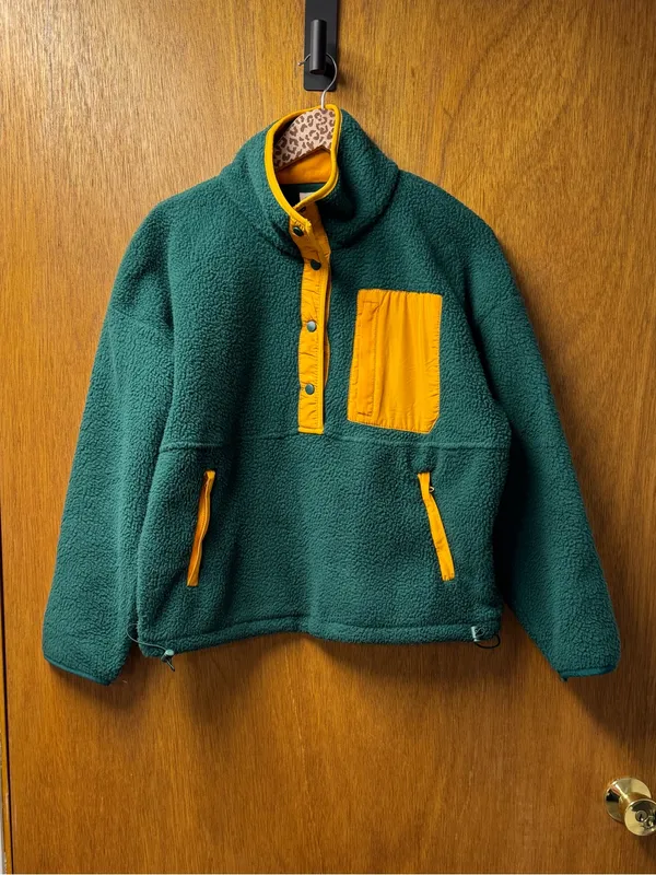 Wilo The Label Cozy Cosy Fleece Pullover Sweatshirt Teal/Marigold Green XS - Image 15