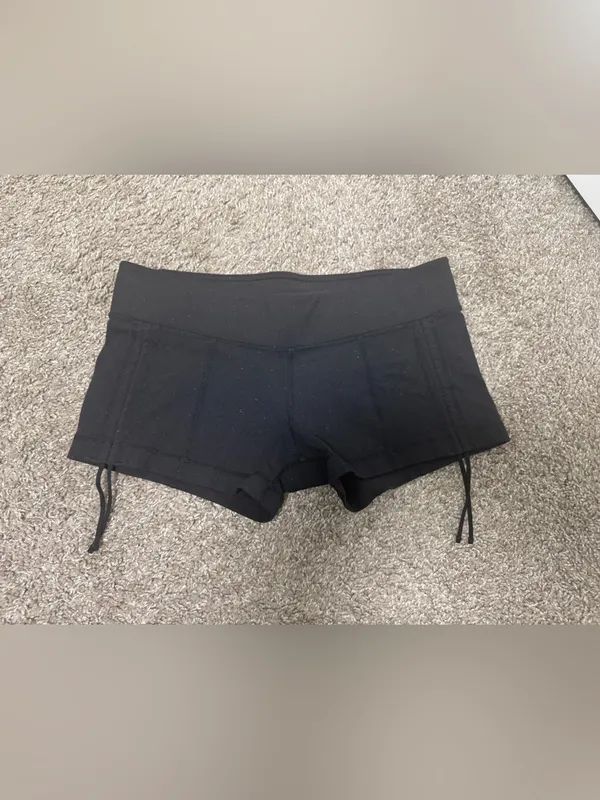 Lululemon Black Short Shorts with Side Drawstrings - Image 2